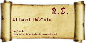 Ulicsni Dávid névjegykártya
